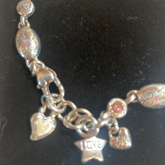 Brighton Vintage Power of Pink Silver Heart Charm Bracelet - Picture 4 of 4